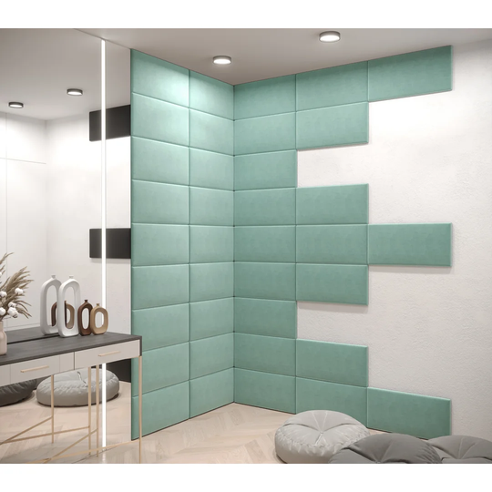 Berit 30 cm x 60 cm Peel and Stick Upholstered Wall Paneling in Turquoise