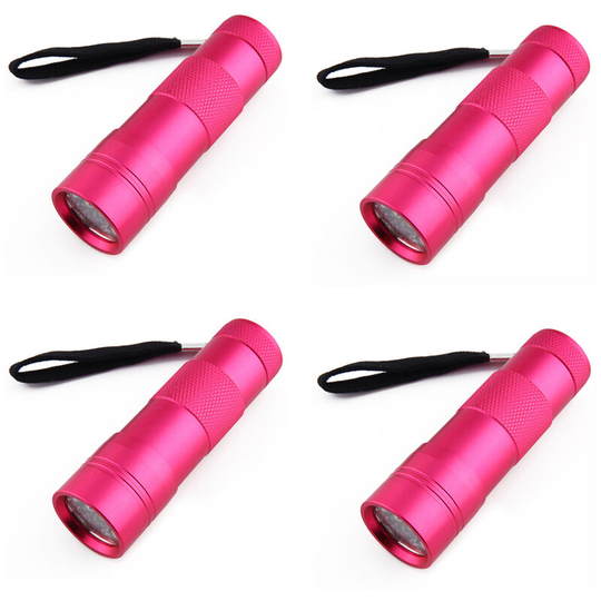 4pcs 12LED violet light flashlight, 395 violet light UV flashlight - rose red