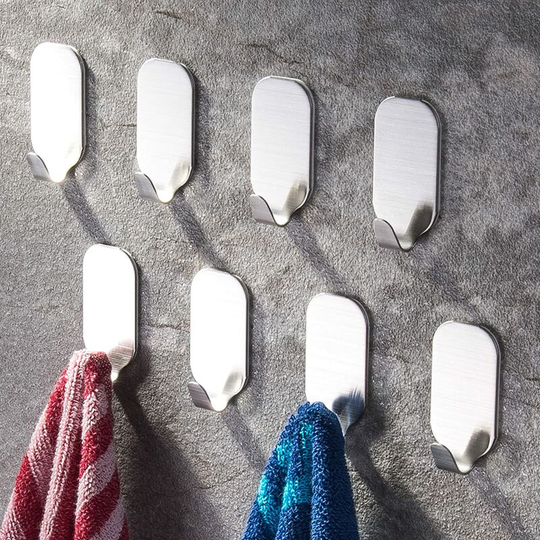 Adhesive Hook, 8 Pieces Bathroom Towel Hooks Without Drilling Stainless Steel Towel Hook