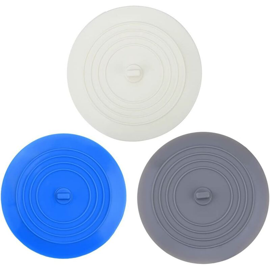 Sunflowergb - 3 Pack Tub Stopper, Silicone Sink Stopper, Tub Stopper, Drain Stopper, Flat Suction Cup for Kitchen, Bathroom and Laundry