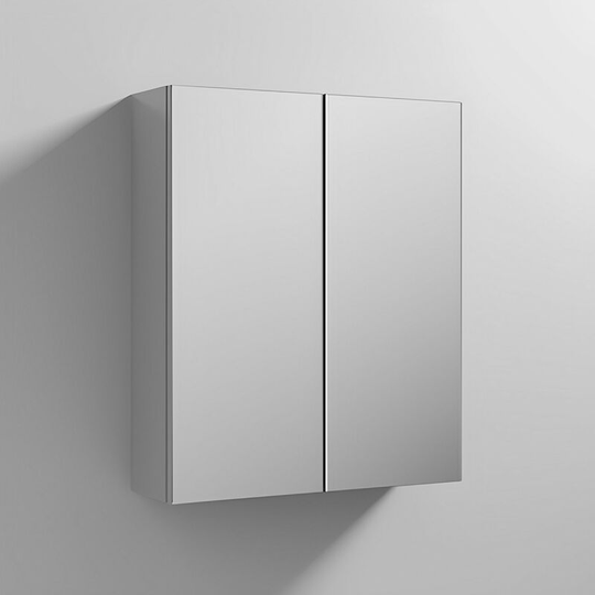 Athena Mirrored Cabinet (50/50) 600mm Wide - Gloss Grey Mist - Nuie