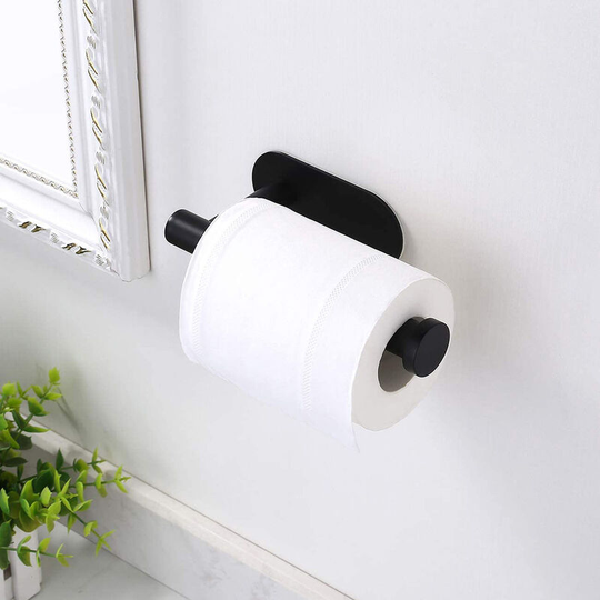 Wall Toilet Roll Holder Self, Black - Livingandhome