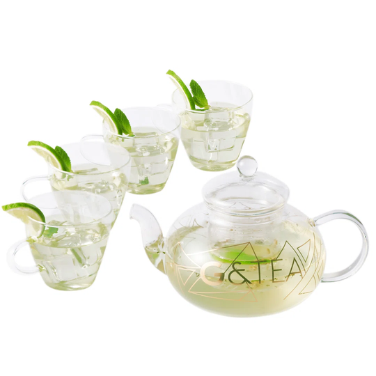 Holzer 5 Piece Glass Tea Set for 4 People
