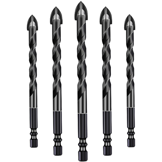 Masonry Drill Bits 10PCS for Tile Brick Glass Plastic Porcelain Marble Wood Ceramic Wall Mirror with 5 6 8 10 12mm Black