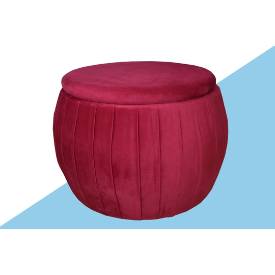 Edmond 56cm Wide Velvet Round Plain Footstool with Storage Ottoman