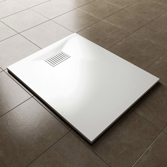 1000 x 800mm Slip-Resistance Shower Base Slate Effect Square Shower Enclosure Tray with Waste and Drain Cover & Grate - Elegant