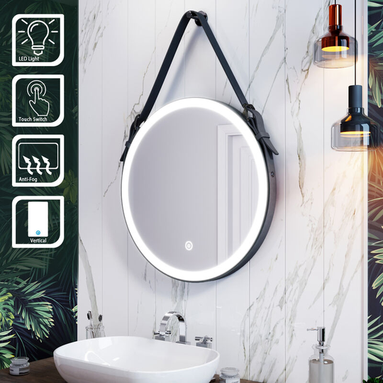 Elegant - led Illuminated Bathroom Mirror with Light 600x600mm Sensor + Demister + Belt Decorative