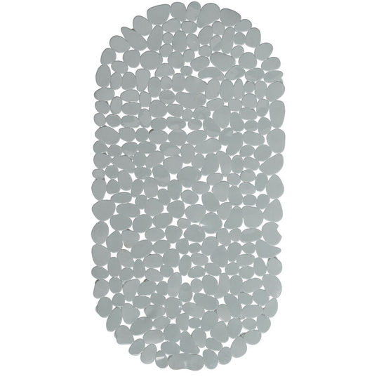 Relaxdays - Bathtub Mat, Pebble Design, Non-Slip Bath or Shower Insert, Suction Cups, LxW: 66.5 x 34.5 cm, Grey