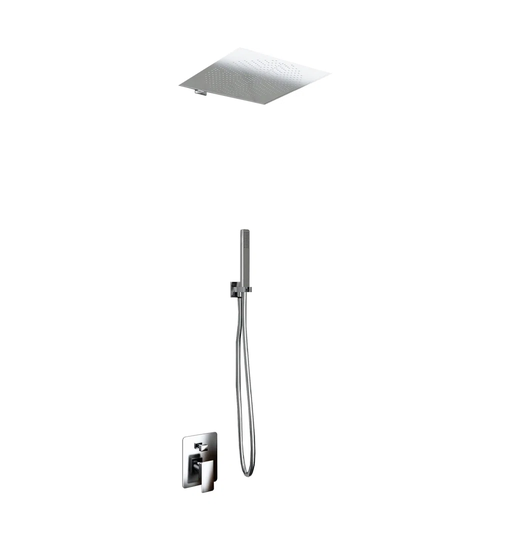Shower Kit 2 Ways Shower Head Stainless Steel Slim 2 Mm + Shower Arm + Water Connection + Hose + Shower Head 30X30 Cm With Wall Arm