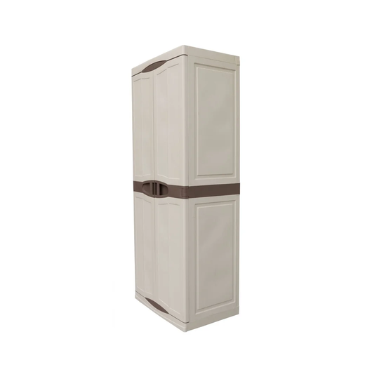 Multipurpose Wardrobe For Outdoor Or Indoor Use, 1 Door Cabinet And 4 Polypropylene Shelves, 100% Made In Italy, 70X47h178 Cm, Beige Color