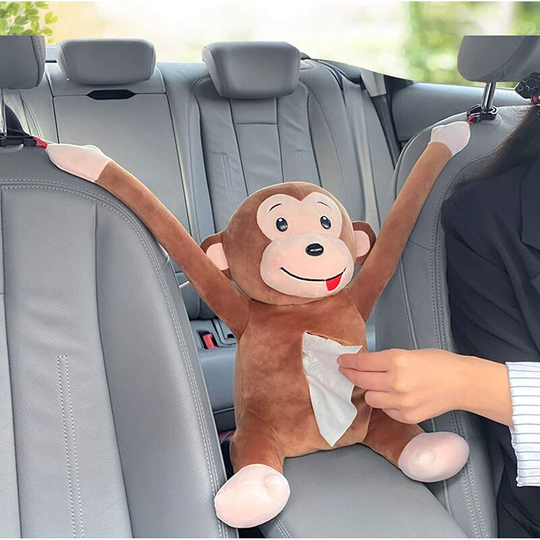 Sunflowergb - Monkey Tissue Holder, Creative Cute Toy Cartoon Animal Toilet Paper Holder, Paper Storage Towel Box for Car Home Bathroom Kitchen Office