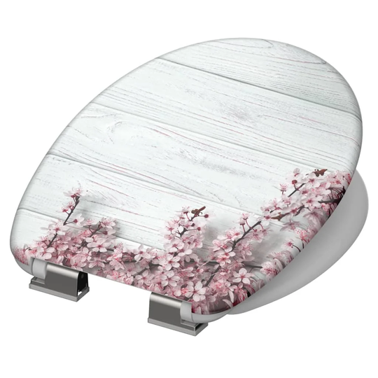 Schütte Toilet Seat with Soft-Close Flowers & Wood