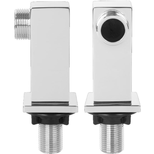 Invena - 2x Deck Mount Bath Tap Square Shaped Chrome Plated Brass Pillar Faucet Set
