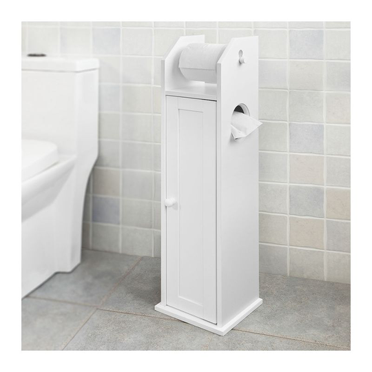 Toilet Paper Roll Holder Freestanding Wood Bathroom Cabinet,FRG135-W - Sobuy