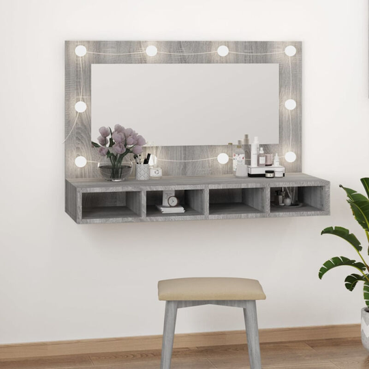 Mirror Cabinet with led Grey Sonoma 90x31.5x62 cm