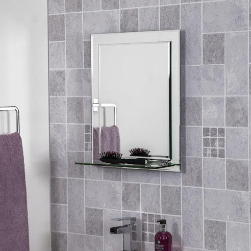 Croydex Hang 'N' Lock Rydal Double Layer Rectangular Mirror with Glass Shelf 500 x 400mm - MM700800