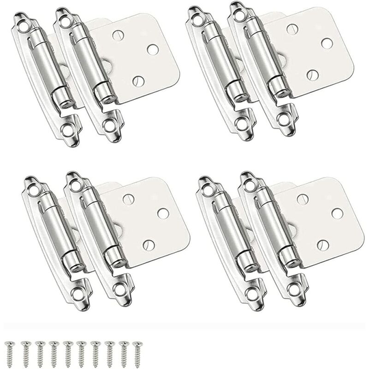 8 Pieces Spring Hinge,Kitchen Cabinet Hinges Nickel Furniture Cupboard Door Hinge Bearing Hinges ,for Folding Table Cabinet Closet Door Furniture