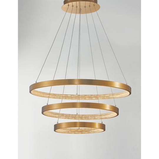 Flake 3-Light Crystal Tiered LED Pendant