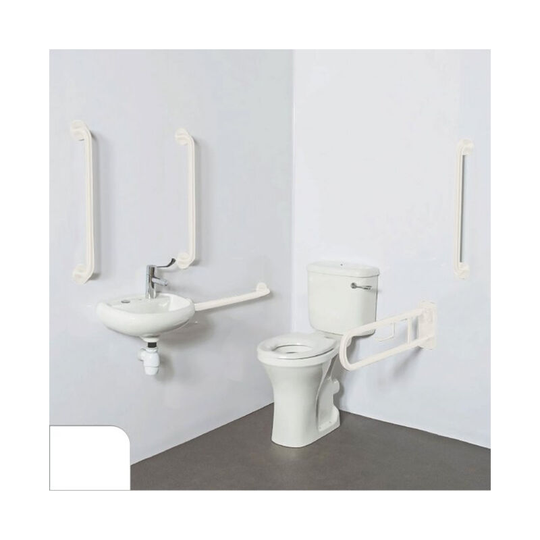 Nyma pro Close Coupled Lockable Lid Doc m Pack White - 5 x White Grab Rails - Nymas