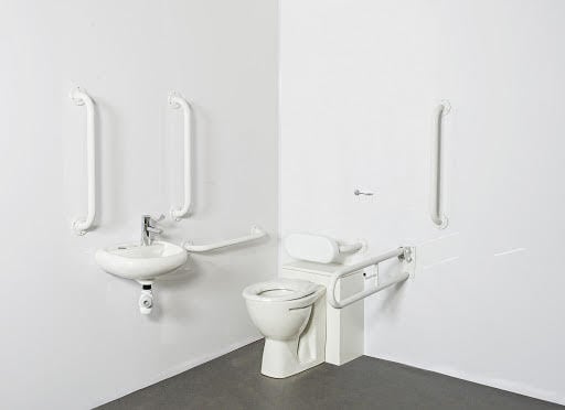 Nymas NymaPRO Back to Wall Doc M Toilet Pack with White Exposed Fixings Grab Rails DM800K/WH