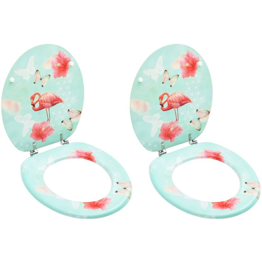 Wc Toilet Seats with Lid 2 pcs mdf Flamingo Design - Multicolour