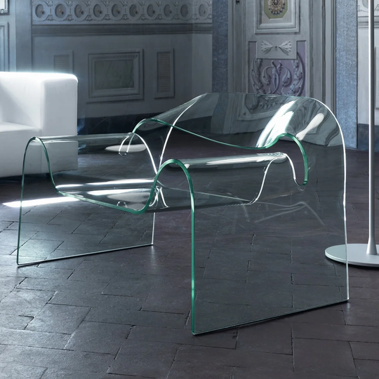 Boynton Ghost Curved Glass Monolithic Armchair