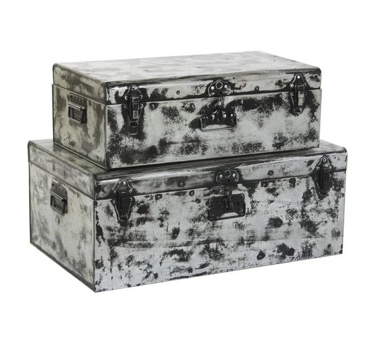 Trunk Set 2 Metal 67X41x26 Grey