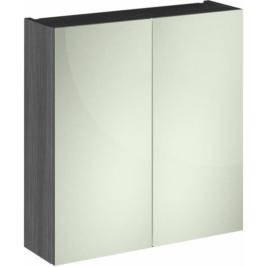 Nuie Athena Mirrored Cabinet (50/50) 800mm Wide - Anthracite Woodgrain
