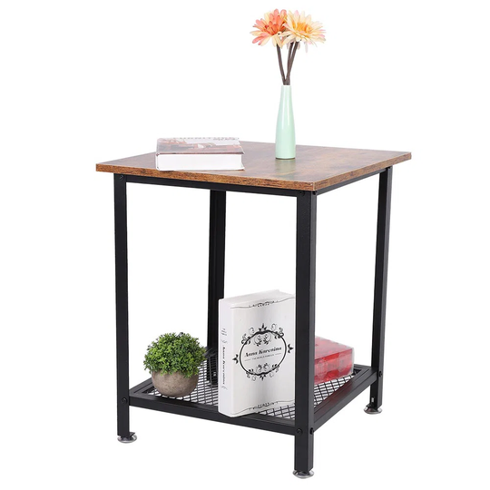 Wrought Iron Side Table Coffee End Table With Storage Shelf For Small Spaces Bedroom Living Room Dorm