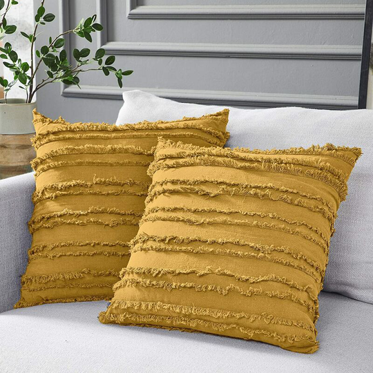 Bedding Cushion Covers for Sofa Bed, Cotton Linen Decorative Cushion Covers, 18 x 18, Set of 2