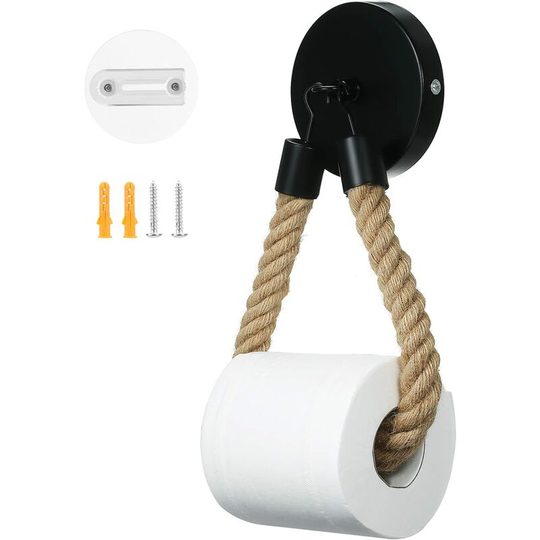 Bett Toilet Paper Holder without Drilling, Vintage Toilet Roll Holder, Matte Black Toilet Paper Holder for Bathroom and wc