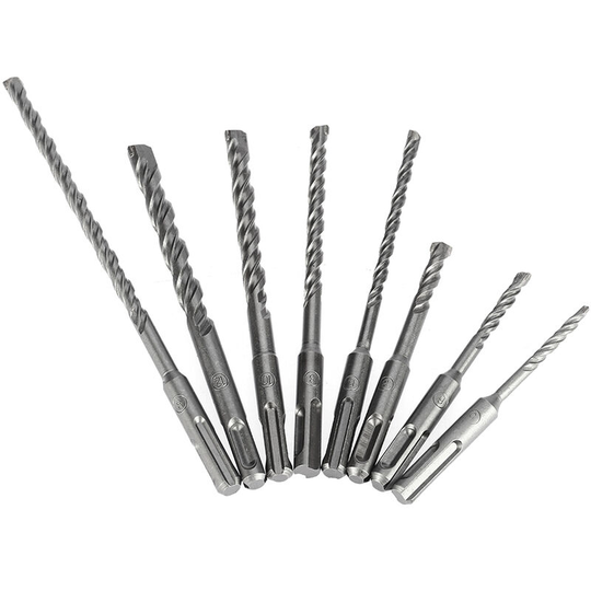 8pcs/set 2 Pits 2 Slots SDS Shank Rotary Hammer Impact Drill Bit Electric Hammer SDS PLUS Drill Bits