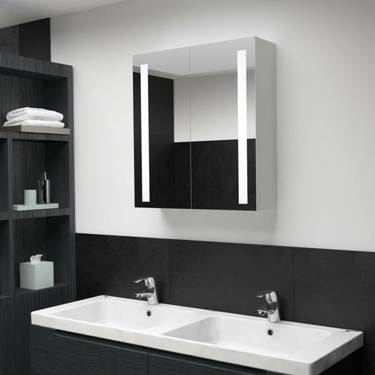 Led Bathroom Mirror Cabinet 62x14x60 cm - White