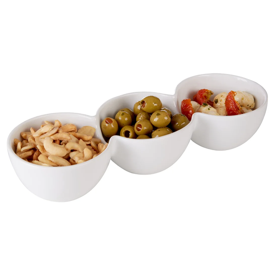 3 Section Porcelain Serving Bowl
