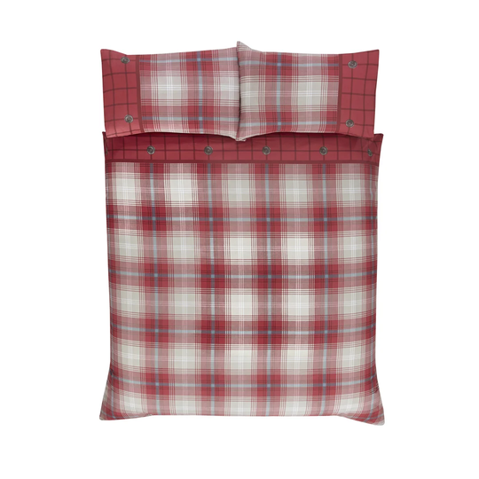 Ceasar Red 132 TC Reversible Duvet Cover Set