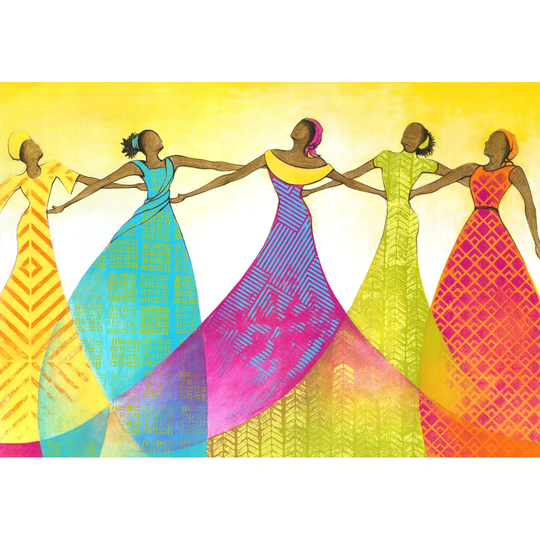 Five Women Arm In Arm Bright Colors