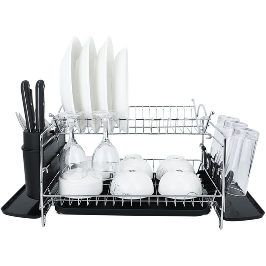 Superseller - Double Layer Dish Drying Rack diy Drainer Utensil Storage Organizer with Removable Drain Board