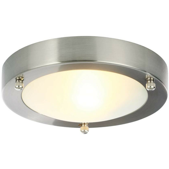 Flush Bathroom Small Single Light - Brushed Steel - Brushed Steel