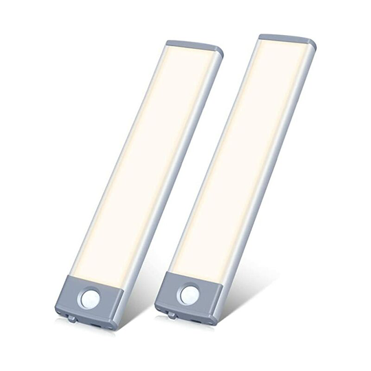 Led Motion Sensor Under Cabinet Light Wireless Rechargeable, Battery Operated 30 led Closet Light for Kitchen, Closet (Warm White, 2 Pack)