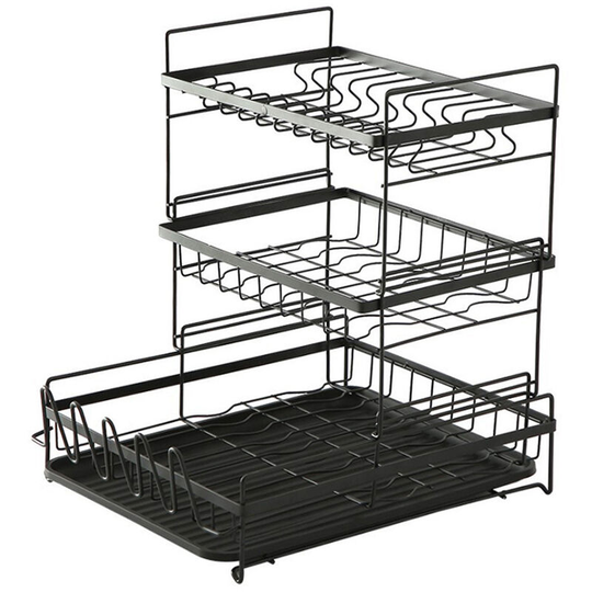 3-tier Multifunctional Bowl Storage Rack Plate Rack Draining Board Dishhanger Dish Rack Draining Rack Tableware Cup Bowl Holder Chopsticks Rack