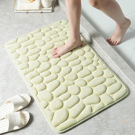 Perleraregb - Anti-slip memory foam bath mat, absorbent and machine washable bath mat, machine washable, bathroom shower mat, light yellow, 40 * 60cm