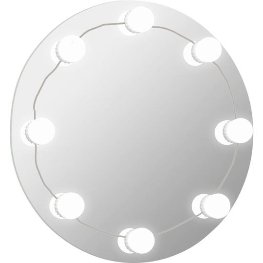 Wall Mirror with LED Lights Round Glass vidaXL - Silver