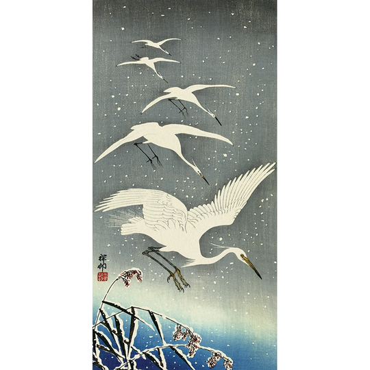 'White Birds in the Snow' Graphic Art Print on Canvas