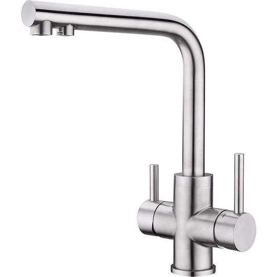 Way kitchen faucet, 360 degree swivel kitchen faucet, 3 in 1 water filter mixer, stainless steel sink faucet, drinking water faucet with 2 levers