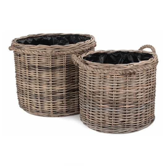 Dunsmuir 2 Piece Rattan Plant Pot Set
