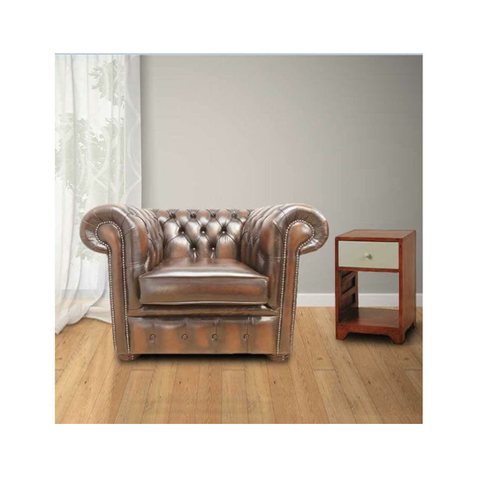 Bexley Club Chair Antique Leather Chesterfield, Brown