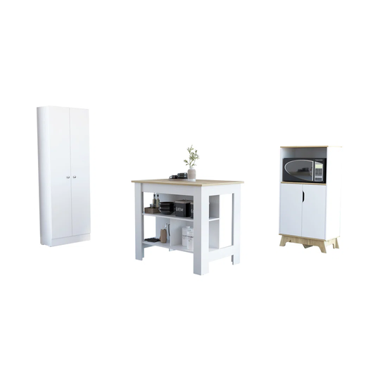 Set Linea Z Kitchen, Auxiliary Microwave Cabinet Z-65 + High Kitchen Cabinet Z-60 2 Doors + Kitchen Island Cala