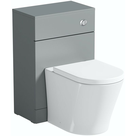 Elsdon stone grey slimline back to wall unit and contemporary toilet with soft close seat - Grey - Orchard