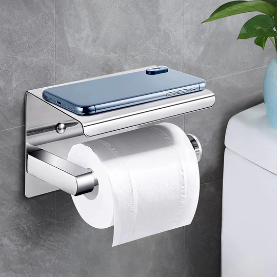 Wingo Wall Mounted Toilet Roll Holder with Shelf