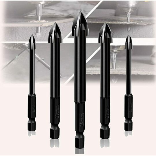 Betterlife Glass Ceramic Tile Drill Bit,Universal Efficient Drilling Tool,Multifunctional Cemented Carbide Cross Drill Bits,5 Ceramic Tile Drill